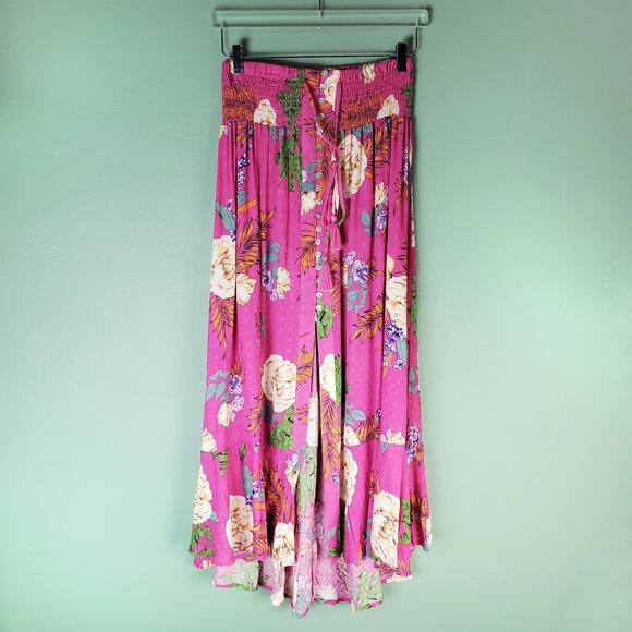 Rachel Zoe Womens Pink Floral Pattern Slit Maxi Skirt Size Medium - Picture 1 of 7